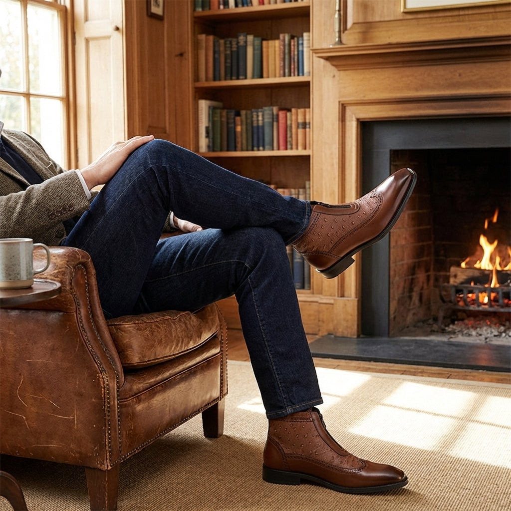 Belmont Ostrich Leather Boots